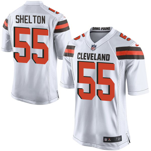 Men's Game Danny Shelton Nike Jersey White Road - #55 NFL Cleveland Browns